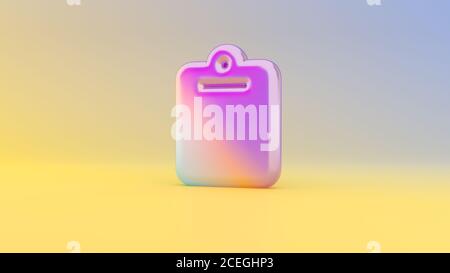 Bunte lebendige 3d-Rendering gepuffte Symbol der leeren Zwischenablage auf Farbiger Hintergrund mit Schatten Stockfoto