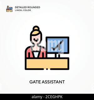 Gate Assistant detaillierte abgerundete Linienfarbe. Moderne Vektorgrafik Konzepte. Einfach zu bearbeiten und anzupassen. Stock Vektor