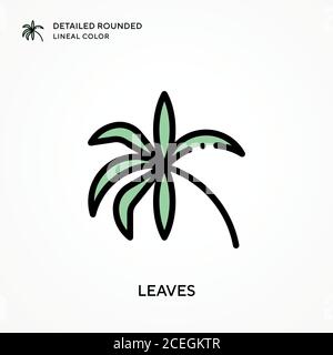 Hinterlässt detaillierte gerundete Linienfarbe. Moderne Vektorgrafik Konzepte. Einfach zu bearbeiten und anzupassen. Stock Vektor