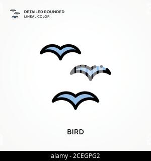 Vogel detaillierte abgerundete Linienfarbe. Moderne Vektorgrafik Konzepte. Einfach zu bearbeiten und anzupassen. Stock Vektor
