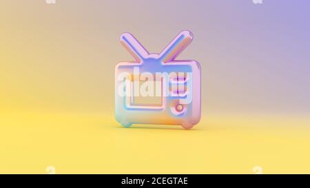 Bunte lebendige 3d-Rendering aufgeblasen Symbol des alten Fernsehens auf Farbiger Hintergrund mit Schatten Stockfoto