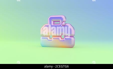 Bunte lebendige 3d-Rendering aufgeblasen Symbol der Toolbox auf farbig Hintergrund mit Schatten Stockfoto