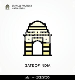 Gate of india detaillierte gerundete Linienfarbe. Moderne Vektorgrafik Konzepte. Einfach zu bearbeiten und anzupassen. Stock Vektor