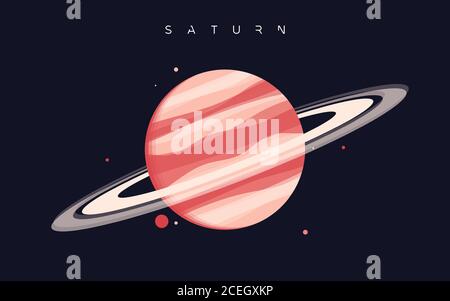 Saturn. Der sechste Planet von der Sonne. Vektor-Illustration Stock Vektor