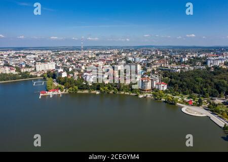 Die Iwano-Frankiwsk Stadt Ukraine Luftpanorama Ansicht. Stockfoto