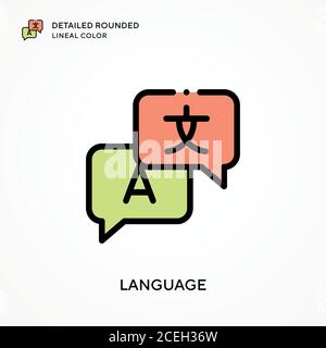 Sprache Detaillierte abgerundete Linienfarbe. Moderne Vektorgrafik Konzepte. Einfach zu bearbeiten und anzupassen. Stock Vektor