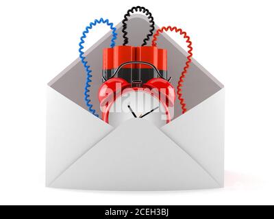 Zeitbombe in Umschlag isoliert auf weißem Hintergrund Stockfoto