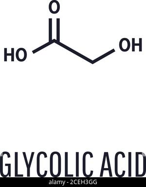 Glykolsäure, Hydroessigsäure-Molekül. Vektorgrafik auf weißem Hintergrund Stock Vektor