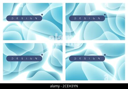 Set von futuristischen technologischen minimalistischen Vektor-Hintergründe mit monochromen Flüssigkeit Formen Stock Vektor