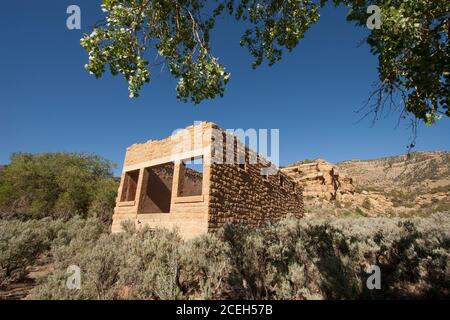 Die Geisterstadt Sego wurde 1910 als Kohlebergbaustadt in Sego Canyon, Utah, gegründet, um der Eisenbahn in Thompson Springs, fünf Meilen (8 km), Kohle zu liefern Stockfoto