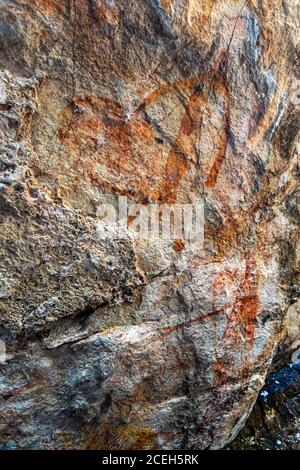 Aboriginal Rock Painting Safari mit Sab Lord Stockfoto