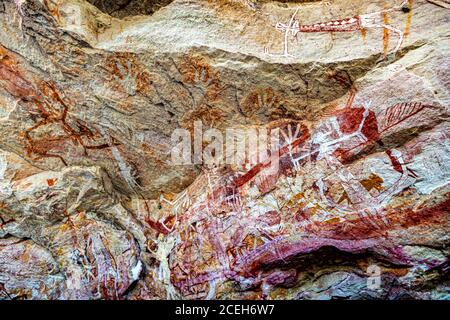 Aboriginal Rock Painting Safari mit Sab Lord Stockfoto