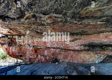 Aboriginal Rock Painting Safari mit Sab Lord Stockfoto