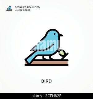 Vogel detaillierte abgerundete Linienfarbe. Moderne Vektorgrafik Konzepte. Einfach zu bearbeiten und anzupassen. Stock Vektor