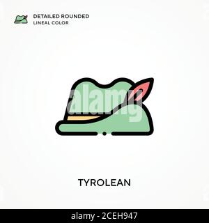 Tiroler detaillierte abgerundete Linienfarbe. Moderne Vektorgrafik Konzepte. Einfach zu bearbeiten und anzupassen. Stock Vektor