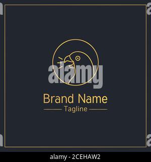 Talking Papagei golden verspielt Logo Design Vorlage Stock Vektor