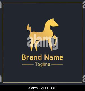 Power Horse golden Bold Logo Design Vorlage Stock Vektor