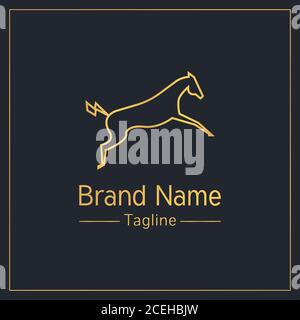 Power Horse Golden Serious Logo Design Vorlage Stock Vektor