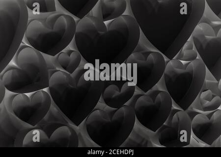 Schwarzes Papier Herzen Hintergrund Textur Stockfoto