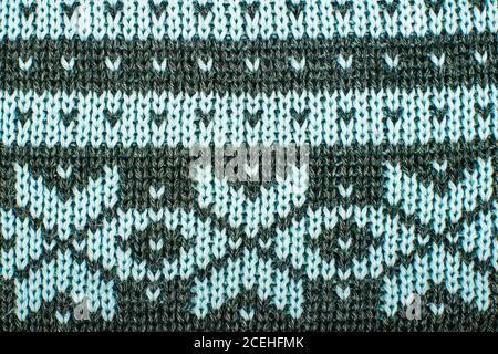 Real gestrickt Stoff grün und grau strukturierten Hintergrund Stockfoto