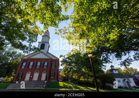 Die erste Kirche von Deerfield, Historic Deerfield, Deerfield, Massachusetts, USA Stockfoto