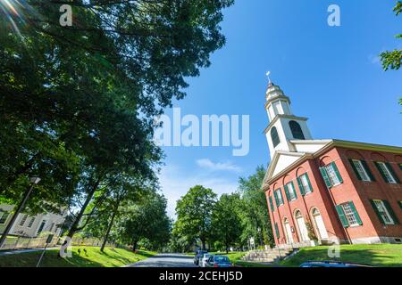 Die erste Kirche von Deerfield, Historic Deerfield, Deerfield, Massachusetts, USA Stockfoto