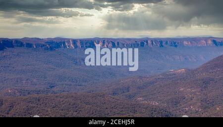 Das Jamison Valley in den Blue Mountains in New South Wales in Australien Stockfoto