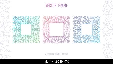 Vektorrahmen mit Blumenmuster in monolinigen Stil mit Kopierraum für Text festlegen. Vektor-Rahmen Hochzeit Einladung Design Vorlage - dekorativer Hintergrund Stock Vektor