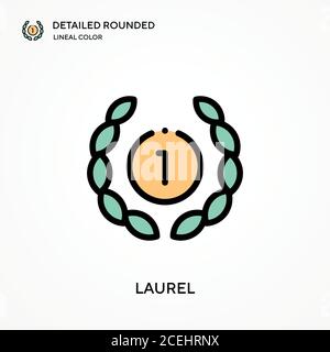 Laurel detailliertes abgerundetes lineales Farbvektorsymbol. Illustration Symbol Design Vorlage für Web mobile UI-Element. Perfekte Farbe modernes Piktogramm auf edi Stock Vektor