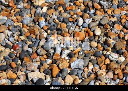 Steine am Strand von Reculver, Kent, Großbritannien Stockfoto
