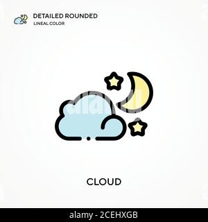 Wolke detaillierte gerundete lineare Farbe Vektor-Symbol. Illustration Symbol Design Vorlage für Web mobile UI-Element. Perfekte Farbe modernes Piktogramm auf bearbeiten Stock Vektor
