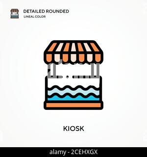 Kiosk detailliertes gerundetes lineales Farbvektorsymbol. Illustration Symbol Design Vorlage für Web mobile UI-Element. Perfekte Farbe modernes Piktogramm auf bearbeiten Stock Vektor