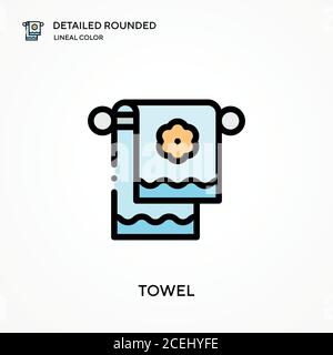Handtuch detaillierte abgerundete Linienfarbe Vektor-Symbol. Illustration Symbol Design Vorlage für Web mobile UI-Element. Perfekte Farbe modernes Piktogramm auf bearbeiten Stock Vektor