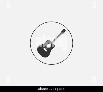 Gitarre, Instrument, Musiksymbol. Vektor-Illustration, flaches Design. Stock Vektor