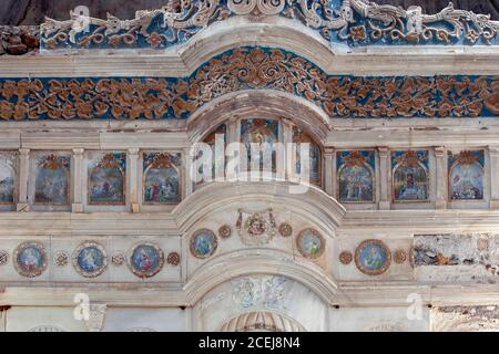 Griechisch-orthodoxe Kirche im Dorf Kayaköy, in Fethiye, Türkei verlassen Stockfoto