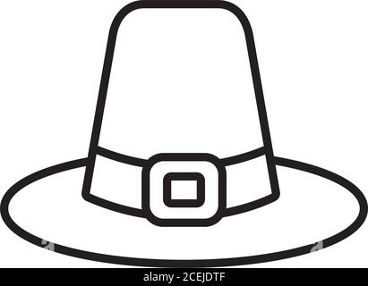 pilgrim Hut Symbol über weißem Hintergrund, Linienstil, Vektor-Illustration Stock Vektor