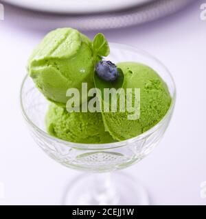 Der Grüne Tee Eisgrün. Flacher freiheitsgrad Stockfoto