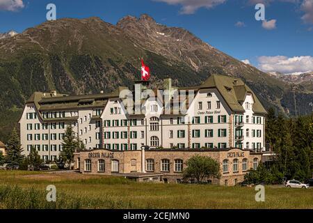 Das Cresta Palace ist ein Luxushotel in Celerina, Graubünden, Schweiz Stockfoto