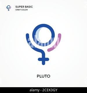 Pluto super BASIC Orbit Farbe Vektor-Symbol. Illustration Symbol Design Vorlage für Web mobile UI-Element. Perfekte Farbe modernes Piktogramm auf bearbeitbaren s Stock Vektor
