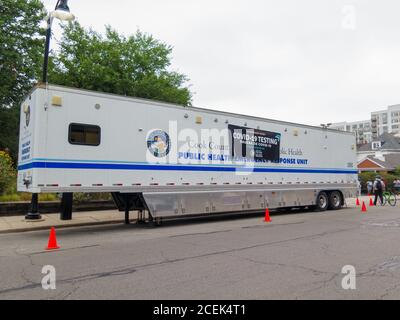 Cook County Department of Public Health COViD-19 Teststelle. Oak Park, Illinois. Stockfoto