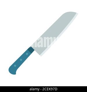 Vektor-Illustration von santoku Messer, bequem zum Schneiden von Fleisch, Aktenvernichter Vektor flach Symbol Stock Vektor