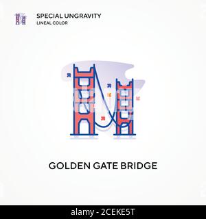 Golden Gate Bridge spezielle Ungravity lineal Farbe Symbol. Moderne Vektorgrafik Konzepte. Einfach zu bearbeiten und anzupassen. Stock Vektor