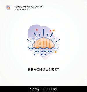 Strand Sonnenuntergang spezielle Ungravitation Lineal Farbe Symbol. Moderne Vektorgrafik Konzepte. Einfach zu bearbeiten und anzupassen. Stock Vektor
