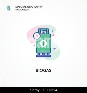 Biogas spezielle Ungravitation lineale Farbe Symbol. Moderne Vektorgrafik Konzepte. Einfach zu bearbeiten und anzupassen. Stock Vektor