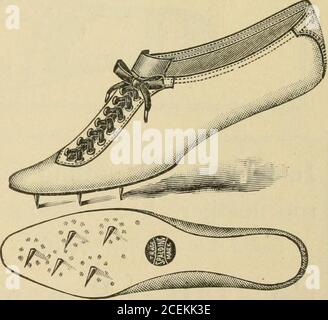 . Spaldings offizieller sportlicher Almanach. Laufschuhe Kalbsleder Laufschuhe hergestellt. Nr. IIPER-Paar, 3,00 USD. A. G. SPALDING &. BROS. New YorkBoston  St. Louis Chicago Baltimore Minneapolis Philadelphia Buffalo Denver San FranciscoKansas CityMontreal, Can, London, England Spaldings Jumping und Hurdling Schuhe Stockfoto