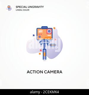 Action Camera Special Ungravity lineales Farbsymbol. Moderne Vektorgrafik Konzepte. Einfach zu bearbeiten und anzupassen. Stock Vektor