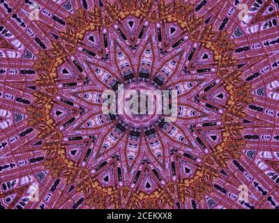 Kaleidoskopisches Hintergrundbild in Violett und Gold Stockfoto