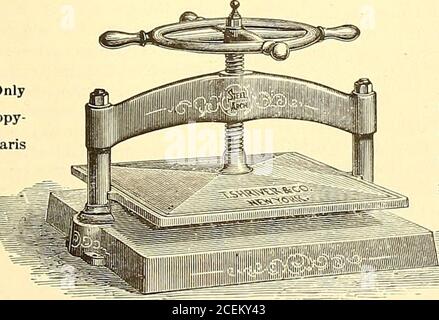 . Der amerikanische Stationer. Beispiele und Preislisten-Anwendung. Nr. 39.Nr. 5T-Nr. 49. Ouk Leadino Styles. , „ ,. „^. Falcon No 76 Swan No. 203 Legal Medium Stub .Commercial No. 707 Bank Falcon No. 307 Broad Stuo Bank No. 405 Engrossing No. 103 E. im* No. 504 Beadeil School Pen. New York Agent-WILLY WALLACH, No. 4 Beekman St. BALTIMORE AGENT: I&gt;. ^SV. GLA.SS & CO., 19 S. CHARLES ST. SHRIYERS NEW YORK KOPIERPRESSEN. Erhielt die OnlyMedal für Kopierpressen auf der PansExposition von 1878.. Alle Größen, von smallestto die größte im Einsatz. Allstyles, vom niedrigsten Preisezu den meisten elabora Stockfoto