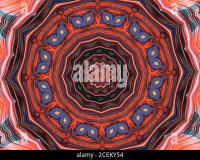 Eine Kaleidoskop-Illustration in rot und blau Stockfoto