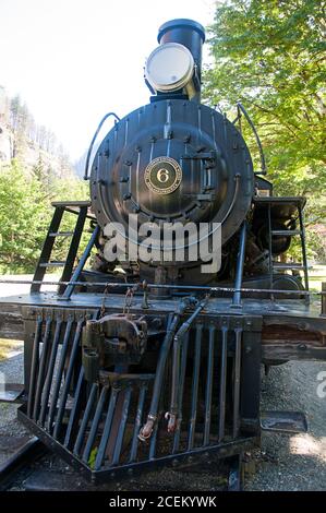 New Halem, WA USA June ‎25, ‎2017: Alte Dampflokomotive auf Bildungsdisplay von Baldwin Locomotive Works aus Philadelphia. Stockfoto